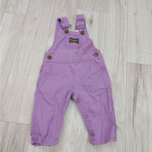 Vintage USA OshKosh B’gosh Baby Girls Overalls Vestbak 12 Mos Purple Lavender. - Picture 1 of 8